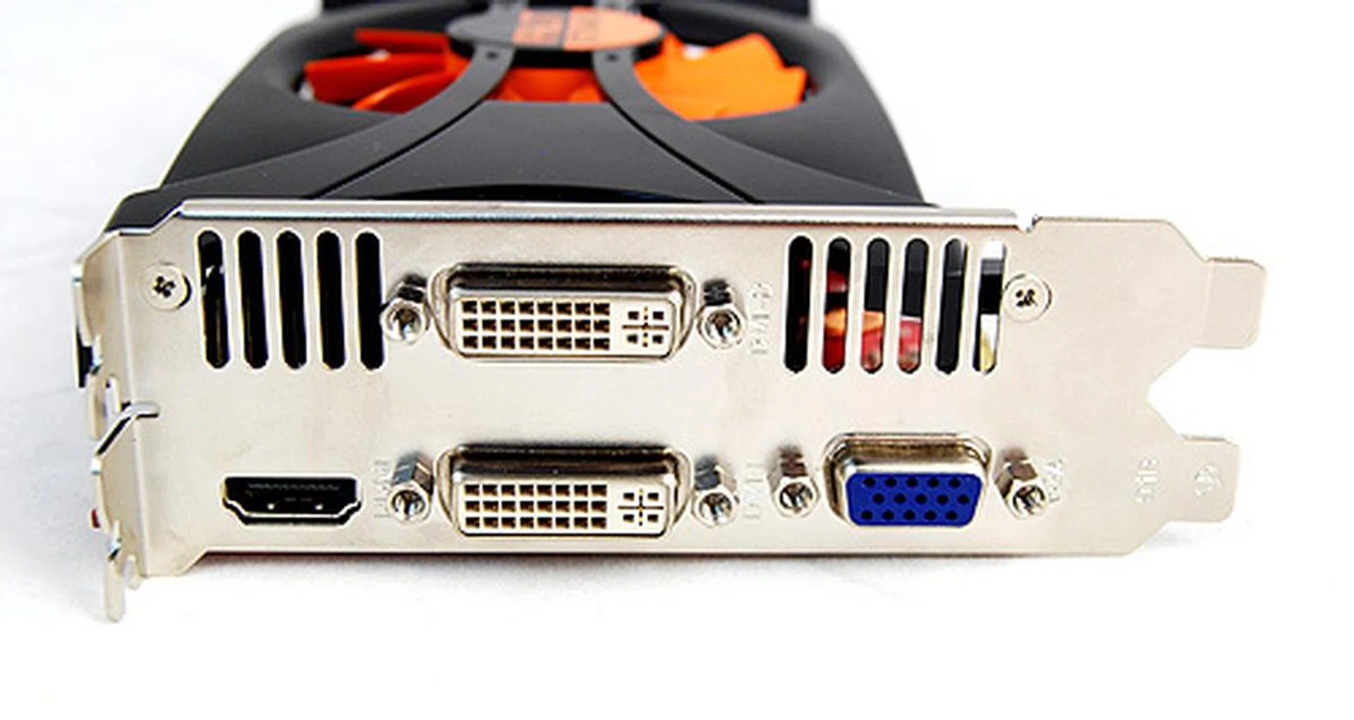 The Palit card scores top marks with its video output connectivity, offering no less than two DVI ports, a VGA port and a proper HDMI port.