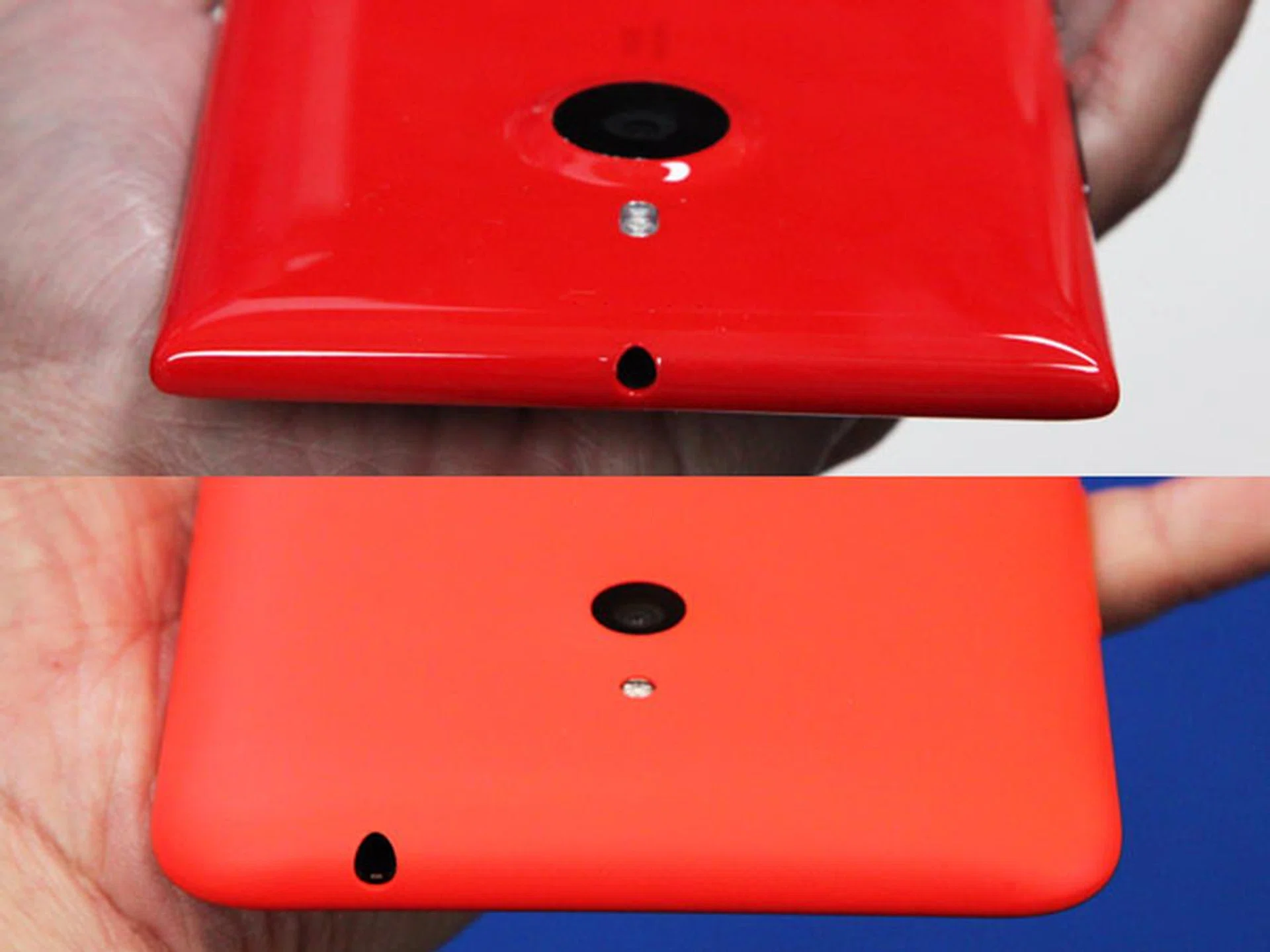The headphone jack on the Lumia 1520 is centred (top) while the Lumia 1320 is located to the left (bottom).