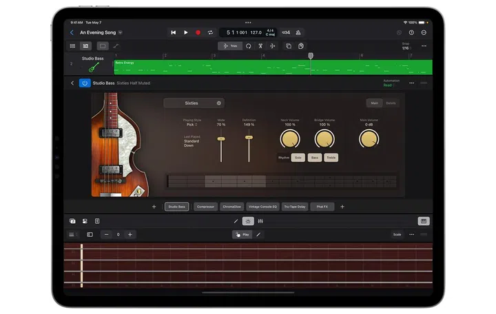 Bass Player on Logic Pro for iPad 2. Source: Apple.
