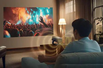 Immerse yourself in breathtaking visuals with a high-performance home projector, perfect for concert playbacks, photo sharing and more. Photo: Epson