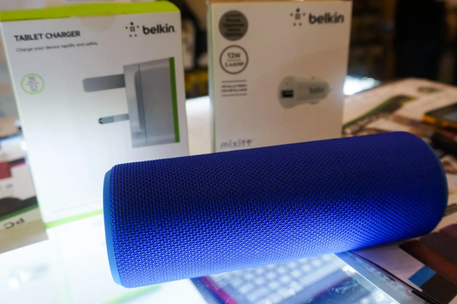 If you need audio on the go, we’d recommend the UE Boom 2. Built to be resistant to the elements, this portable speaker does 360-degree sound, and has up to 15 hours of battery life. This is going for a show special of $269, and you’ll get either a free Car or AC Charger (pictured behind) worth $39 thrown in. 