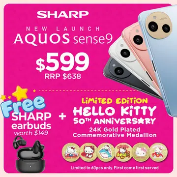 The Sharp Aquos Sense9 smartphone is available for pre-order now at S$599. Photo: Sharp Singapore's official Facebook page.
