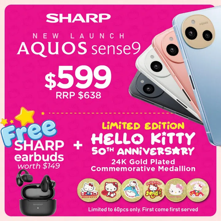 The Sharp Aquos Sense9 smartphone is available for pre-order now at S$599. Photo: Sharp Singapore's official Facebook page.