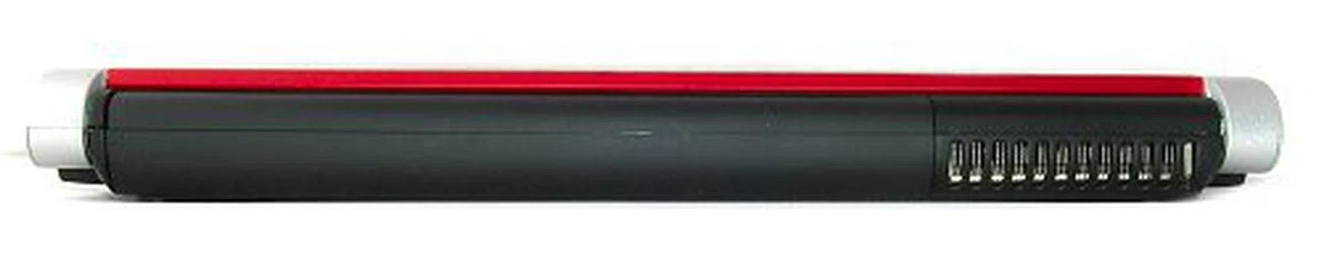 Rear view of the M1330. Battery back takes up the entire space, so there are no connectivity ports at the back. To the right, you should see the rear exhaust vent.