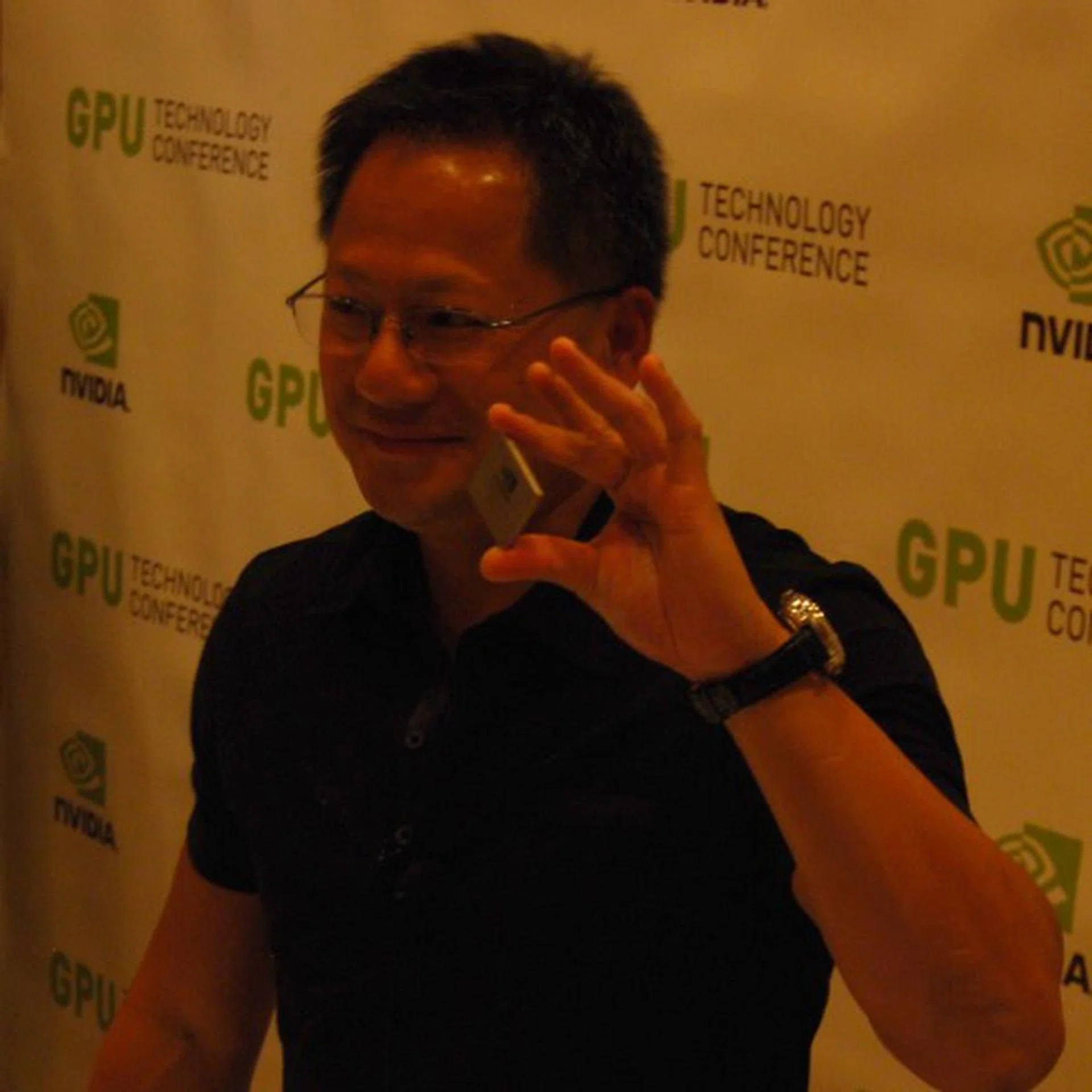 Here's Jen-Hsun holding the GT300 chip. So what does he think of Intel's Larabee and them showing off ray-tracing demos and games? In his own words, "First, they should buck up on DirectX performance". Well, it's true in a sense that Intel has yet to master that properly, let-alone change the industry from rasterization to ray-tracing for games. Oh well, we'll see how it pans out next year.