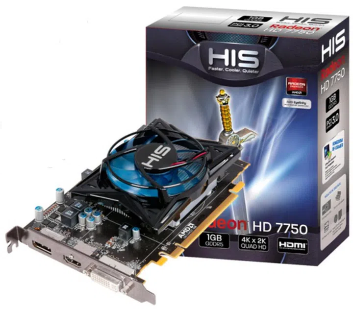 HIS 7750 iCooler 1GB GDDR5 <br> Core Clock: 800MHz <br> Memory Clock: 4500MHz