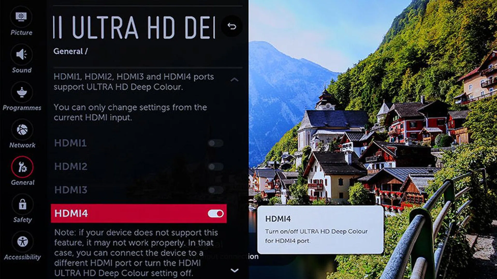 Ultra HD Deep Color should automatically kick in when HDR sources (e.g., HDR UHD Blu-ray players) are detected. If you want to play it safe, come to this page to confirm.