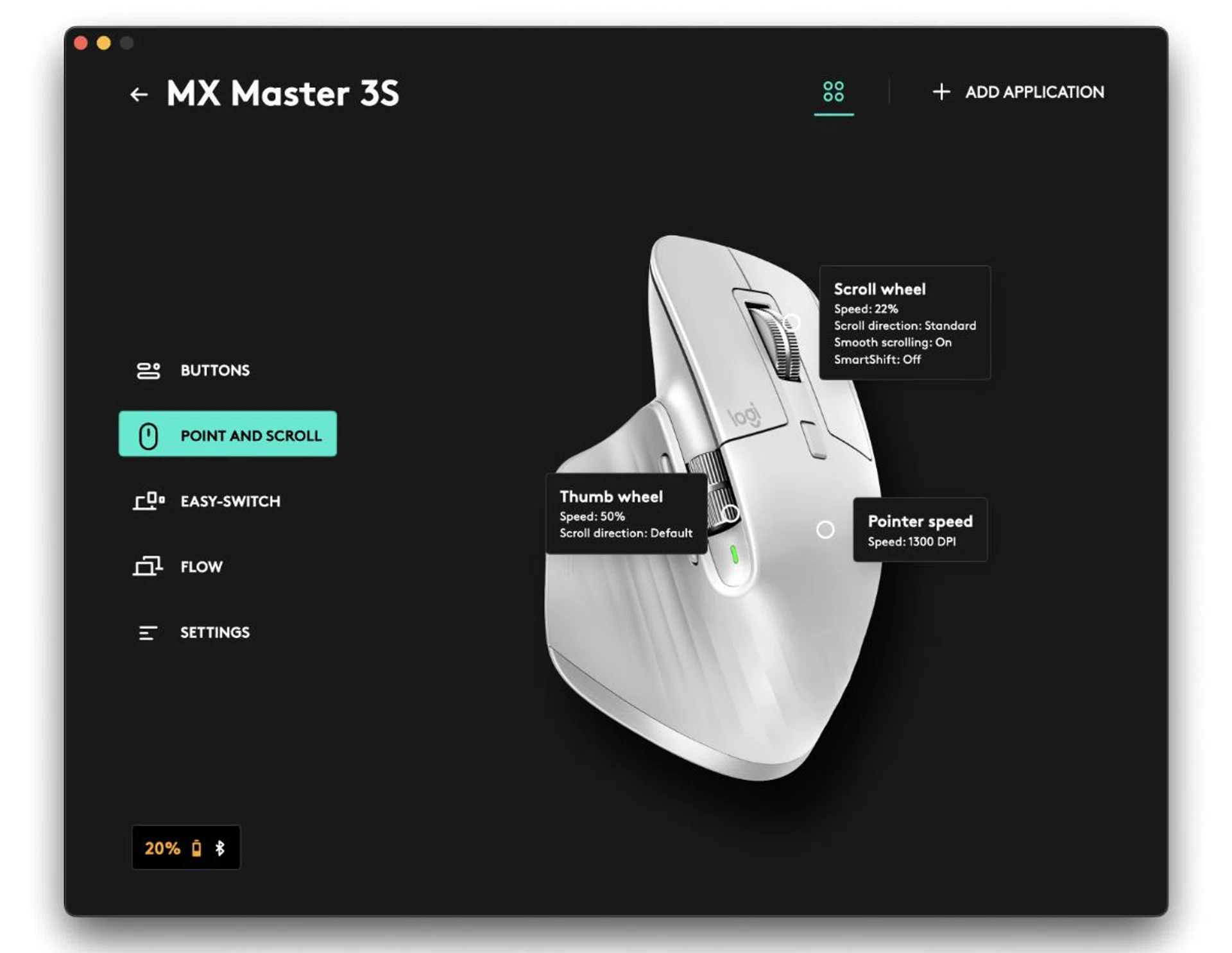 The app lets you customise the mouse to suit your working style. You can even set up individual profiles for different apps.