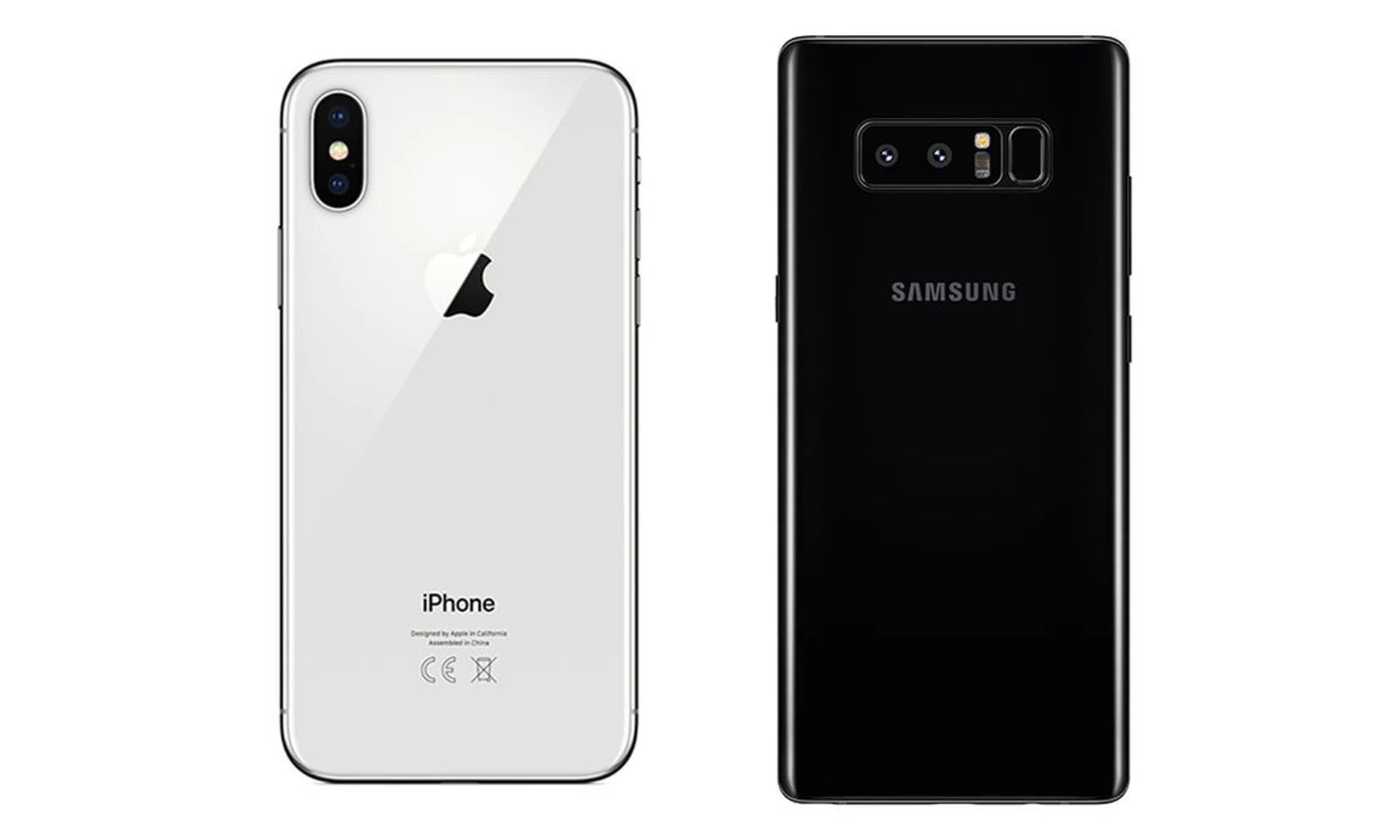 Apple iPhone X (left), Samsung Note8 (right)