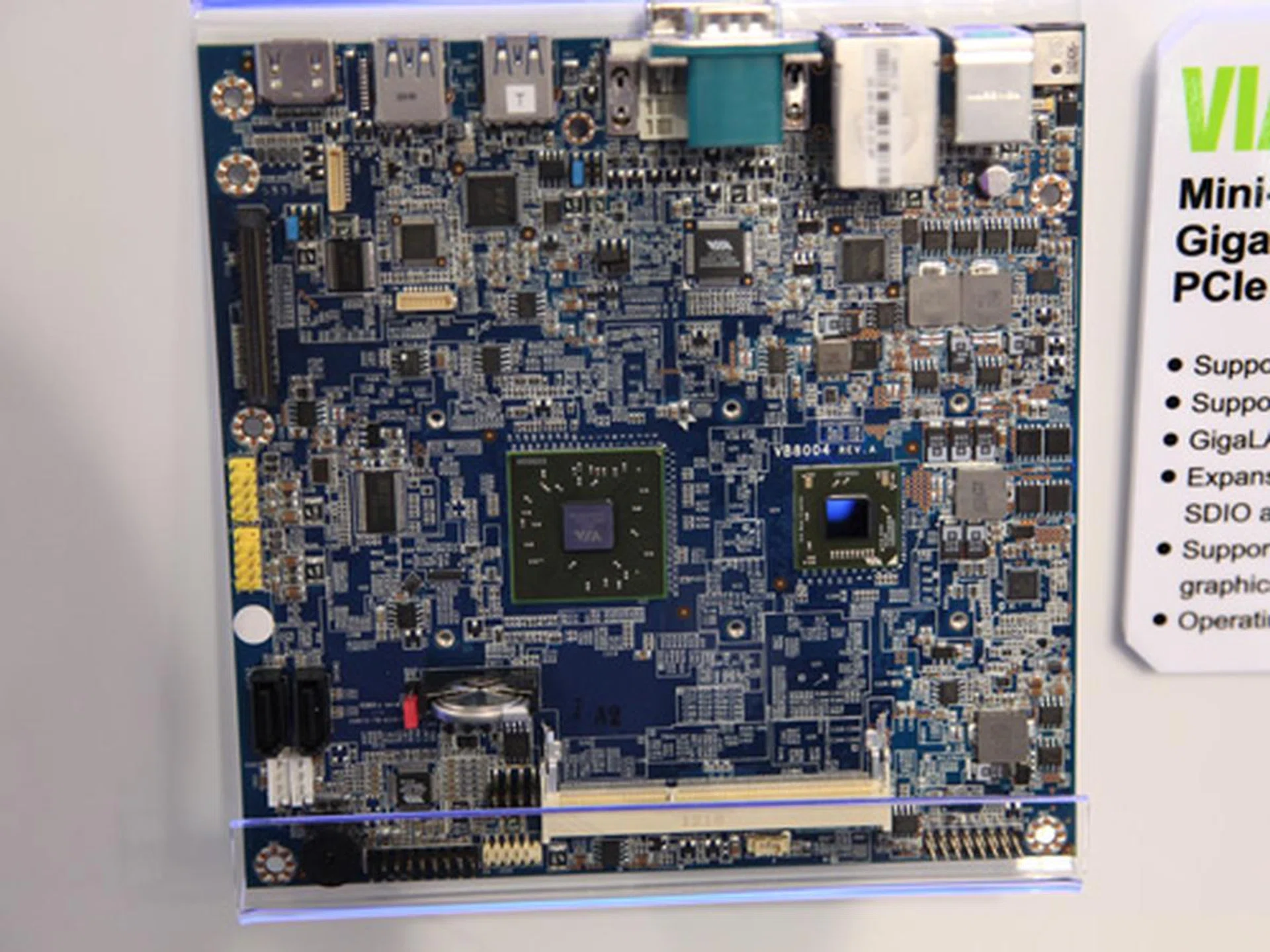 The VIA VB8004 is the only VIA product launched at Computex 2011. The low power VIA VB8004 Mini-ITX board is based on the VIA VX900 media system processor paired with a choice of either 1.2GHz or 1.6GHz VIA Nano processor. It can also be upgraded to support four displays using an additional VIA S3 5400E graphics module, providing support for DX10.1, Shader Model 4.1, OpenGL 3.1 and OpenCL 1.0.