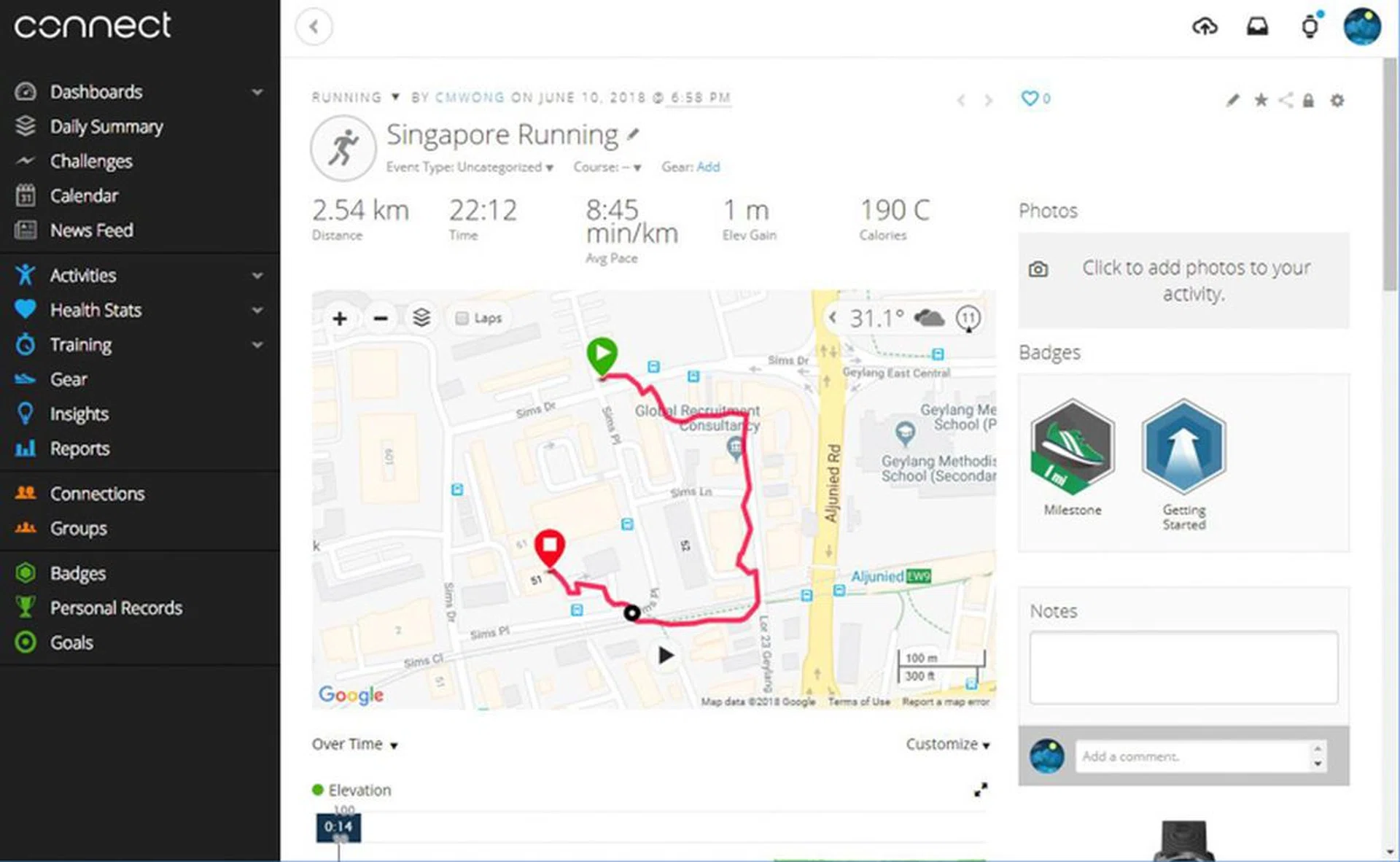 You can get very detailed information about your workouts via the Garmin Connect webpage. 