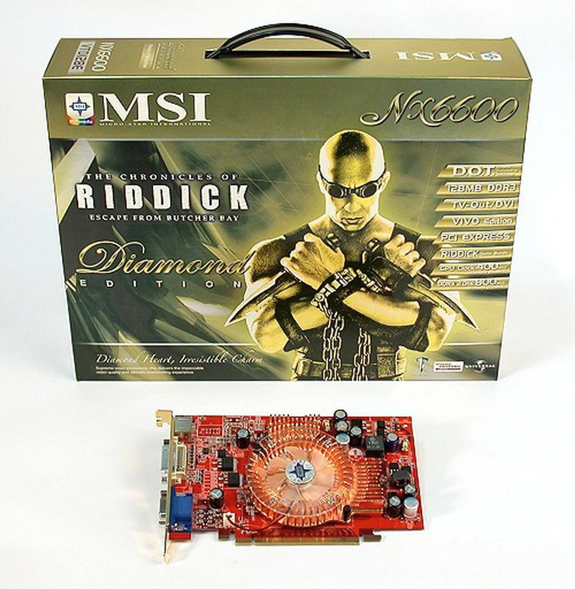 The box package of the MSI NX6600-VTD128E Diamond graphics card (PCIe x16).