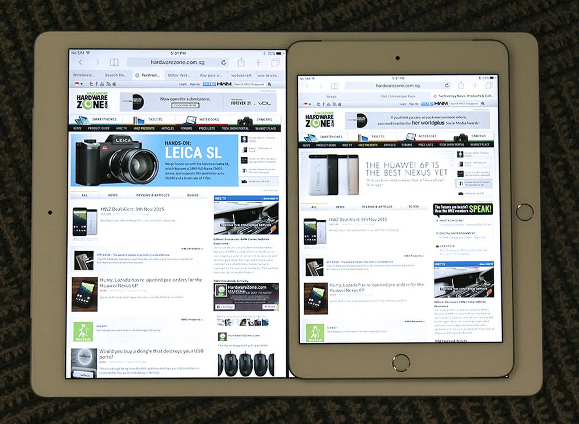 Is the iPad Pro really big or the iPad Mini 4 really small? Either way, the iPad Pro is great for multi-tasking.