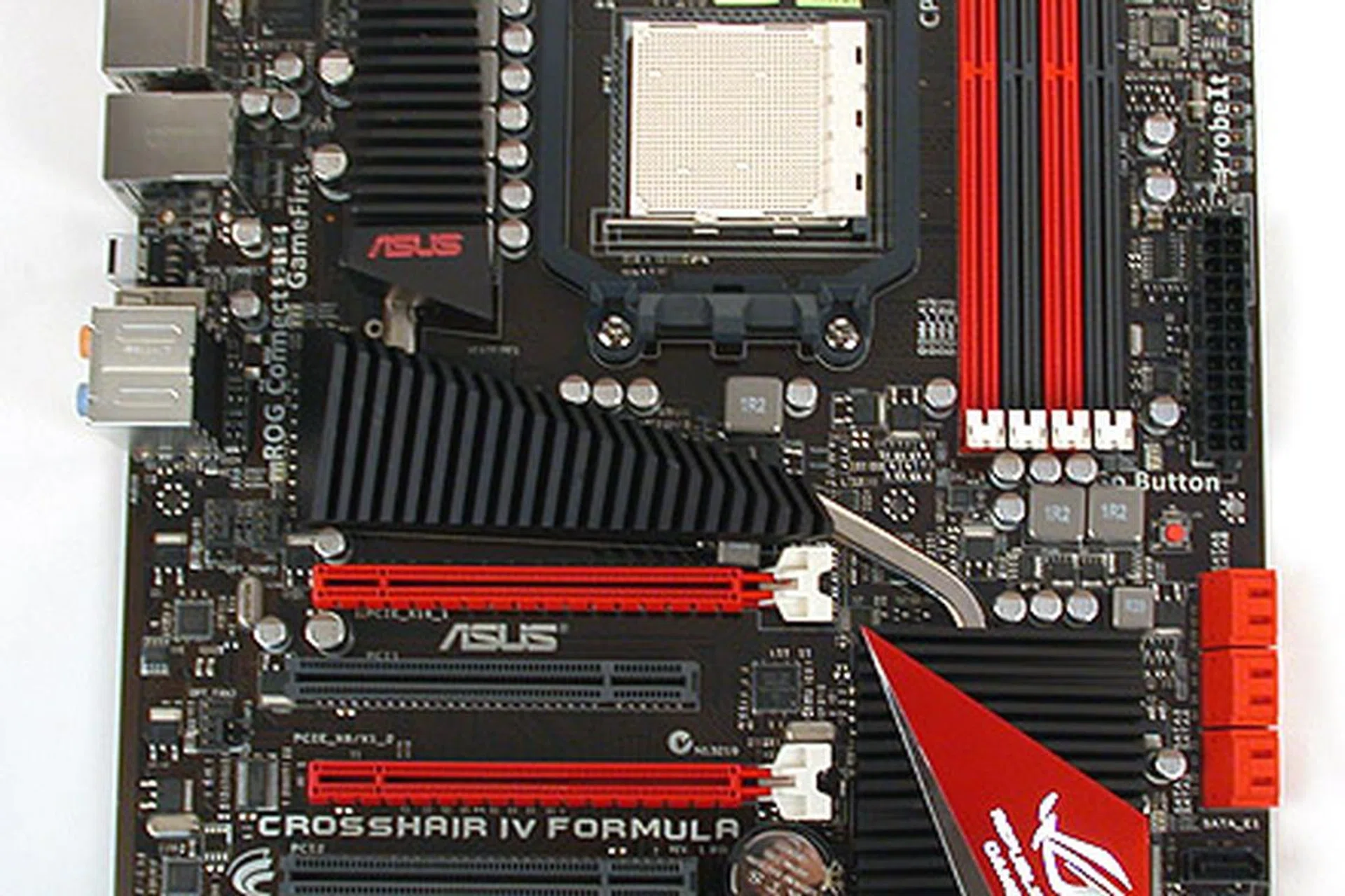 ASUS has gone with a striking red and black motif that fits with its other ROG designs. Expect nothing less than the whole suite of ASUS' ROG technologies.