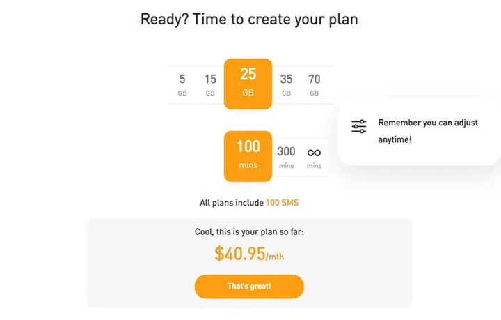Local data and talk time configuration in Bespoke Flexi plans, from M1 website.