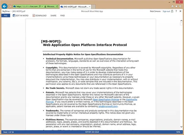 PDF viewing comes to the Word Web App. (Image source: Microsoft.) 