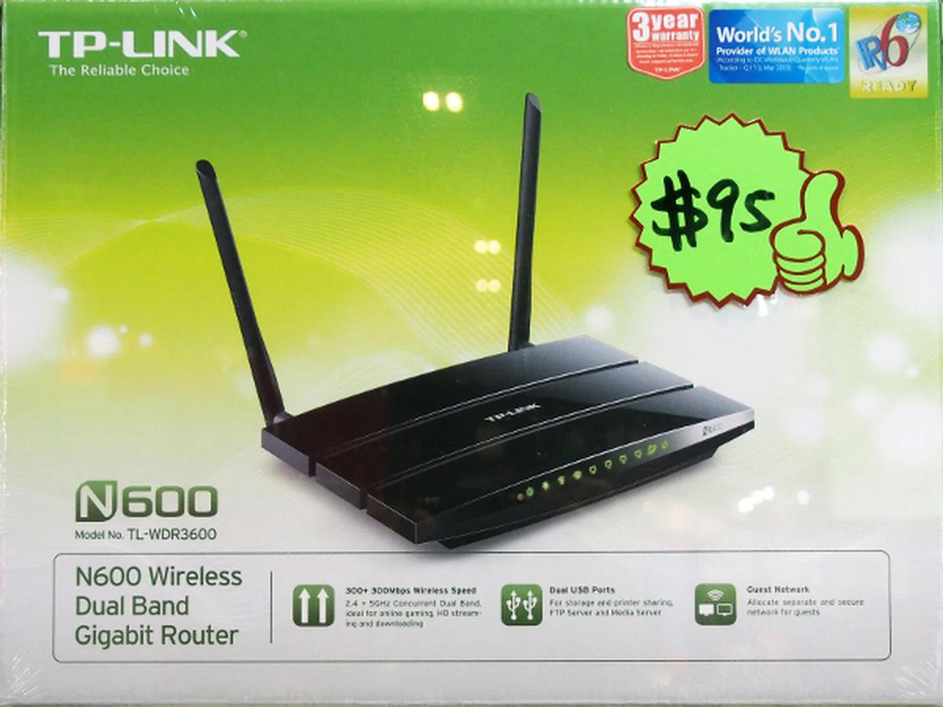 Don't really want to break the bank but still hanker for a dual band router? The N600 is TP-Link's more affordable dual band option at $95. It also comes with two USB 2.0 slots to share printers and storage over your network. 