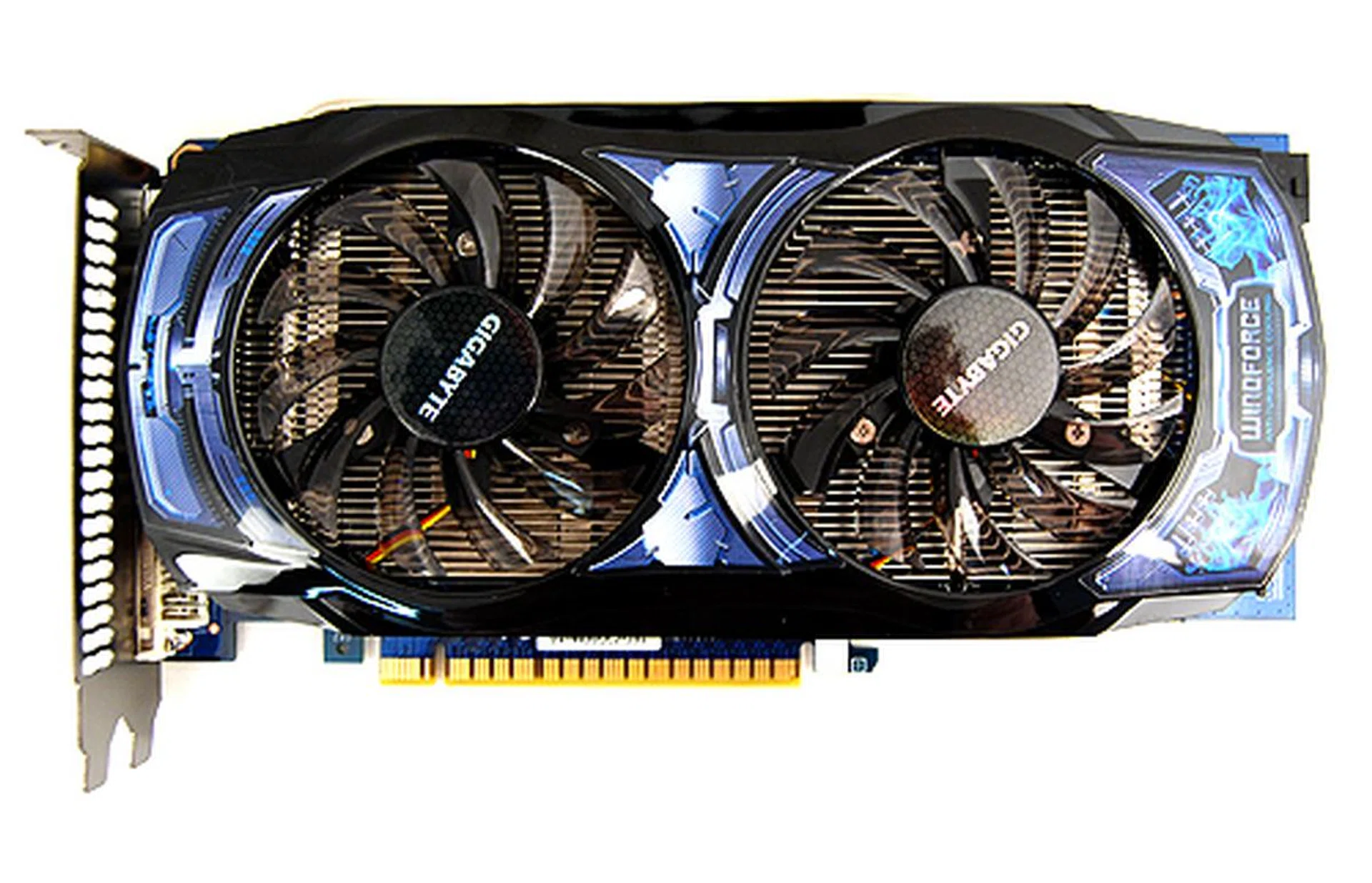 The Gigabyte GeForce GTS 450 OC comes with the recognizable Windforce cooler.