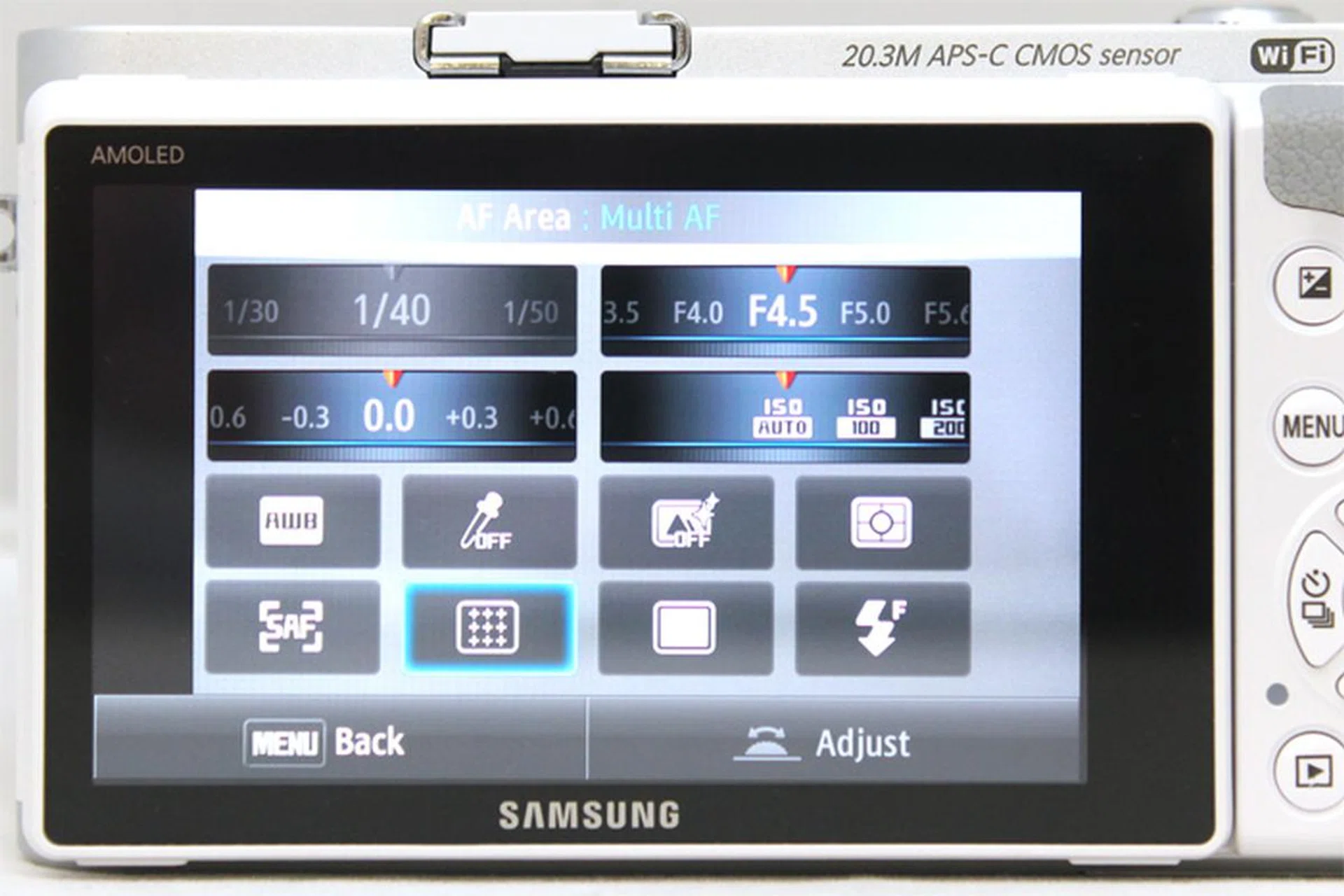 The Fn button brings you to a handy one-stop menu with essential settings.