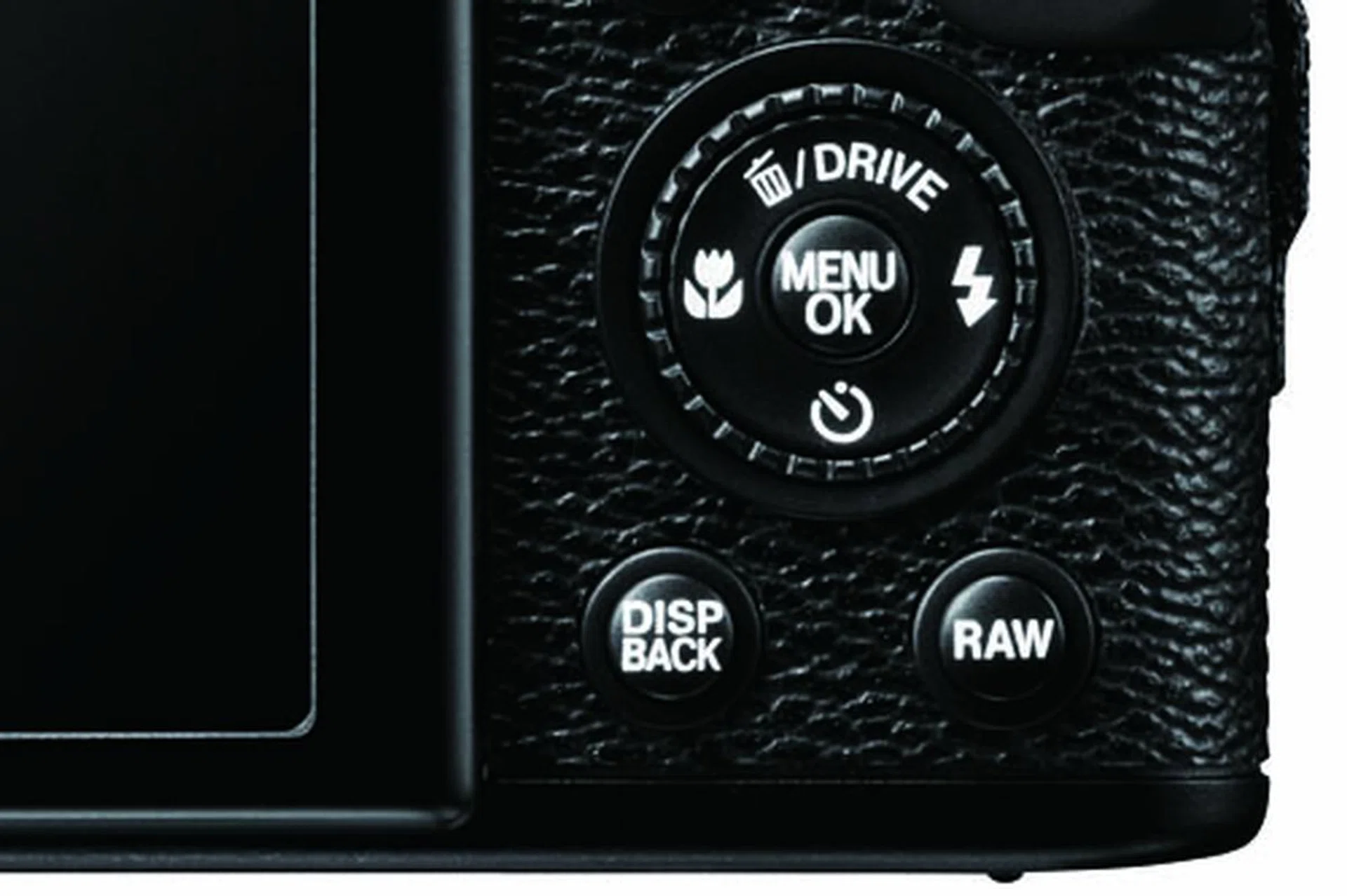 Like the X100, the X10 has a dedicated RAW button on the camera back.