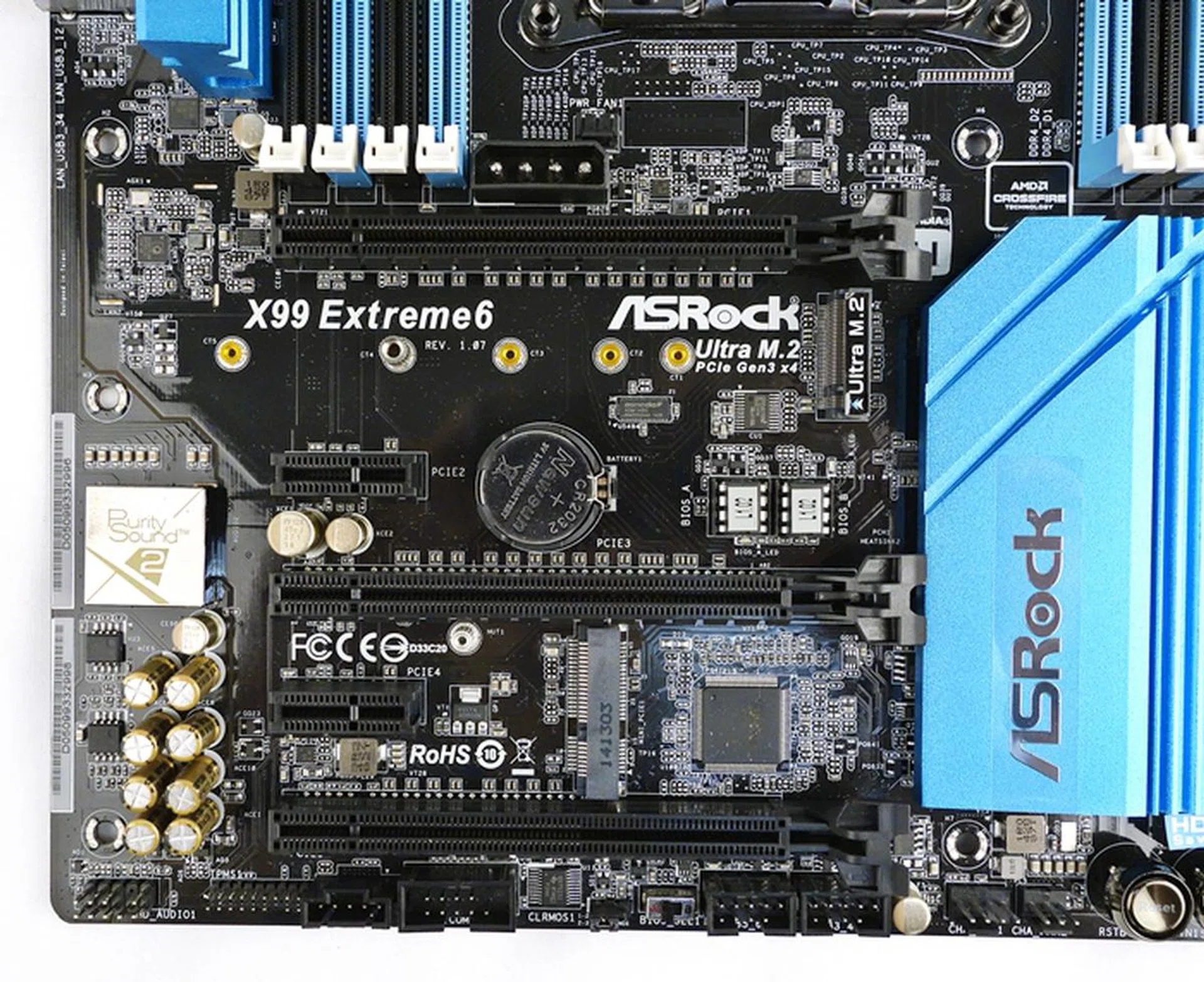 The 4-pin Molex power connector is located near the first PCIe Gen 3.0 x16 slot. It is in use only when a 3-way graphics card setup is required.