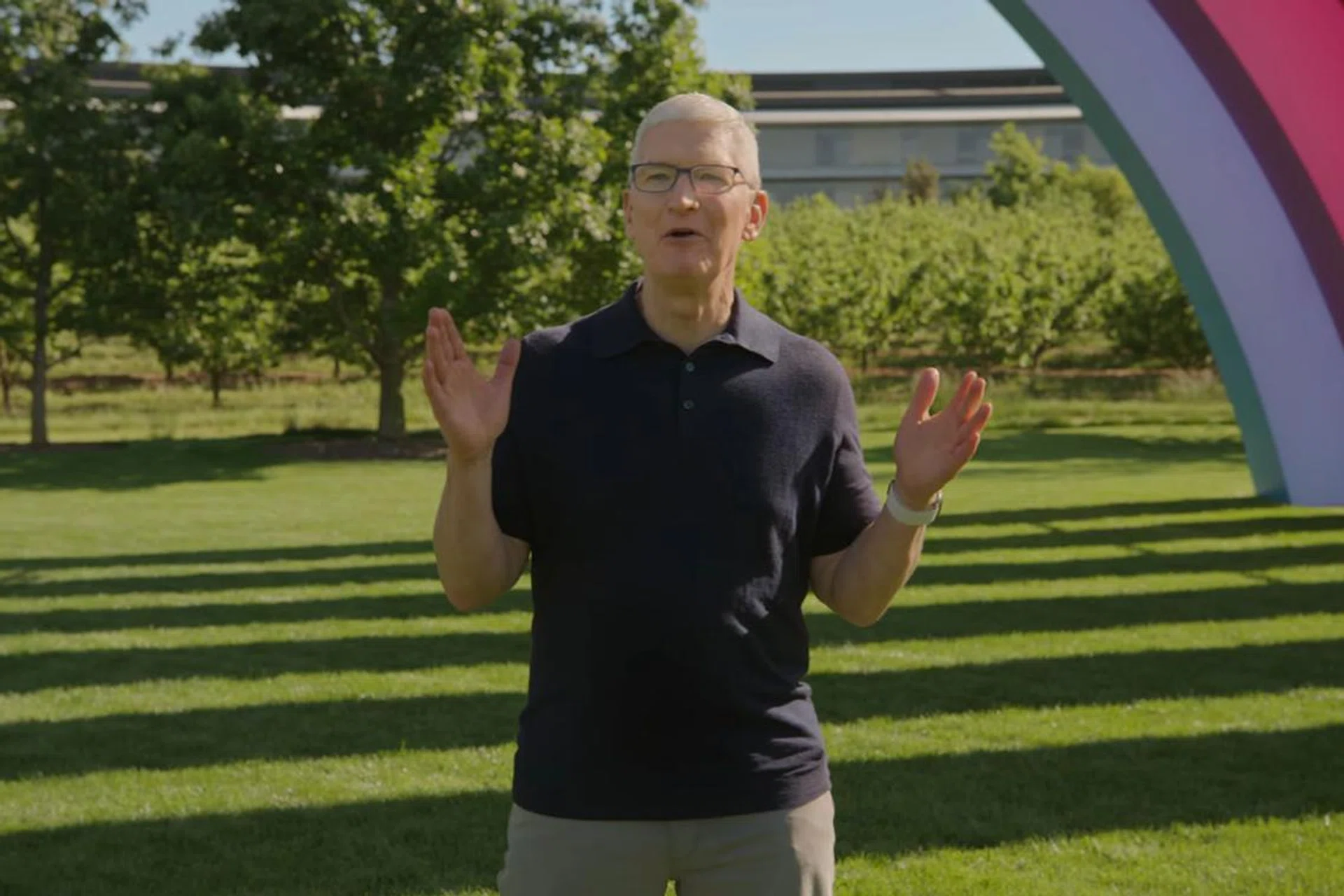 Tim Cook, CEO of Apple, ushers in the company's major announcements at WWDC 2023 at Apple Park.