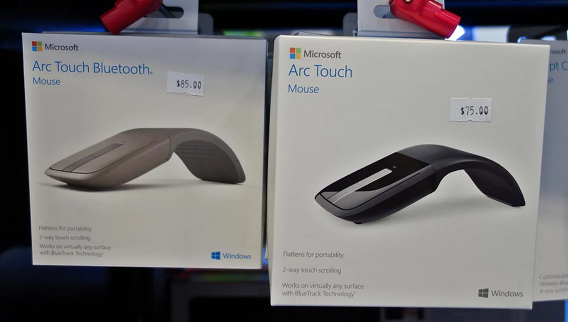 Speaking of classics, it has been almost half a decade since the Microsoft Arc Touch was launched. You can still buy it at $75 in its new package (updated Microsoft logo, circa 2012), or for $10 more, you can upgrade to the Arc Touch Bluetooth ($85).