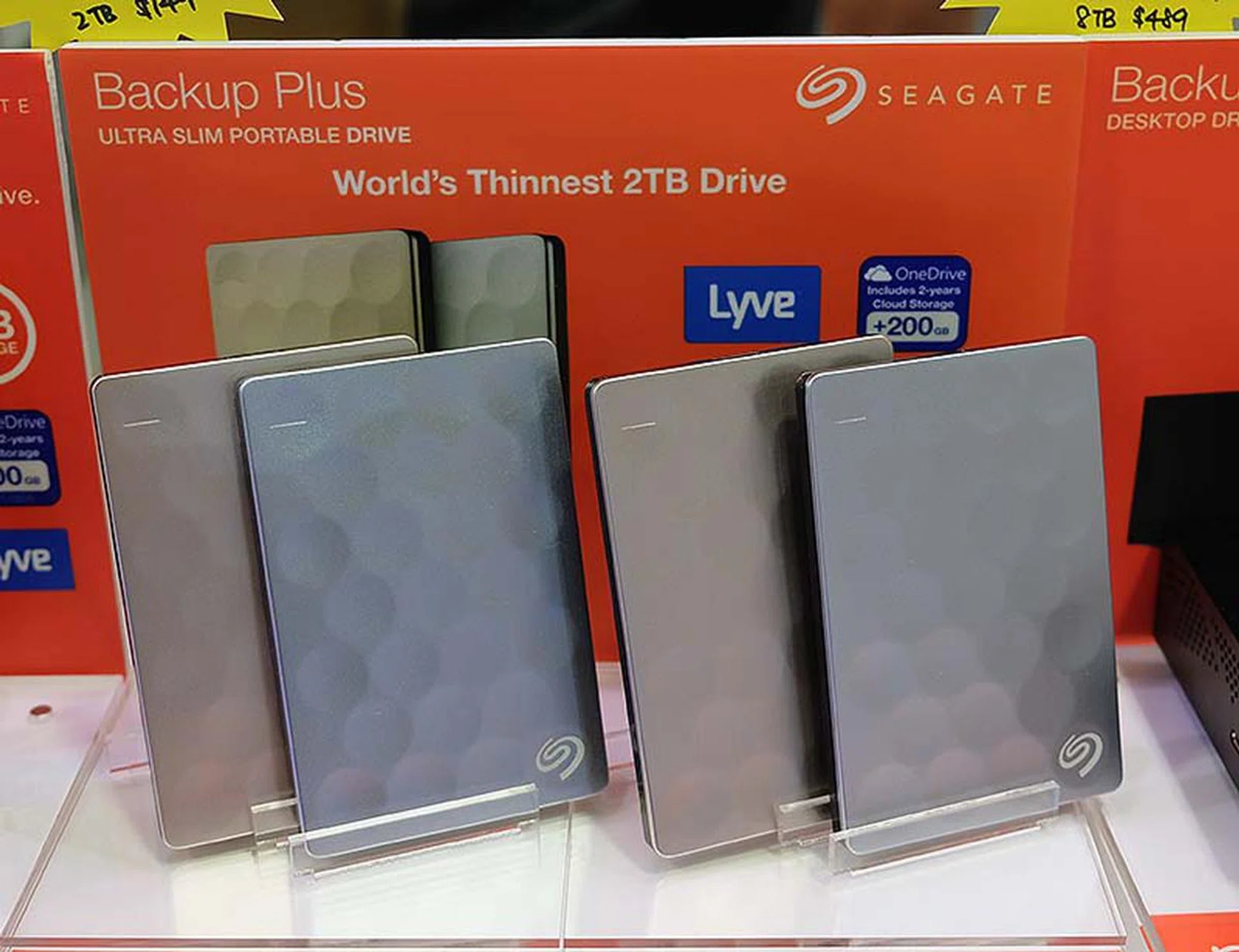 The Seagate Backup Plus Ultra Slim is the world's thinnest 2TB portable external HDD. It measures just 9.6mm thick and features an attractive metallic chassis. The 2TB model is $149 (U.P. $169) while the smaller 1TB model is $99 (U.P. $119).