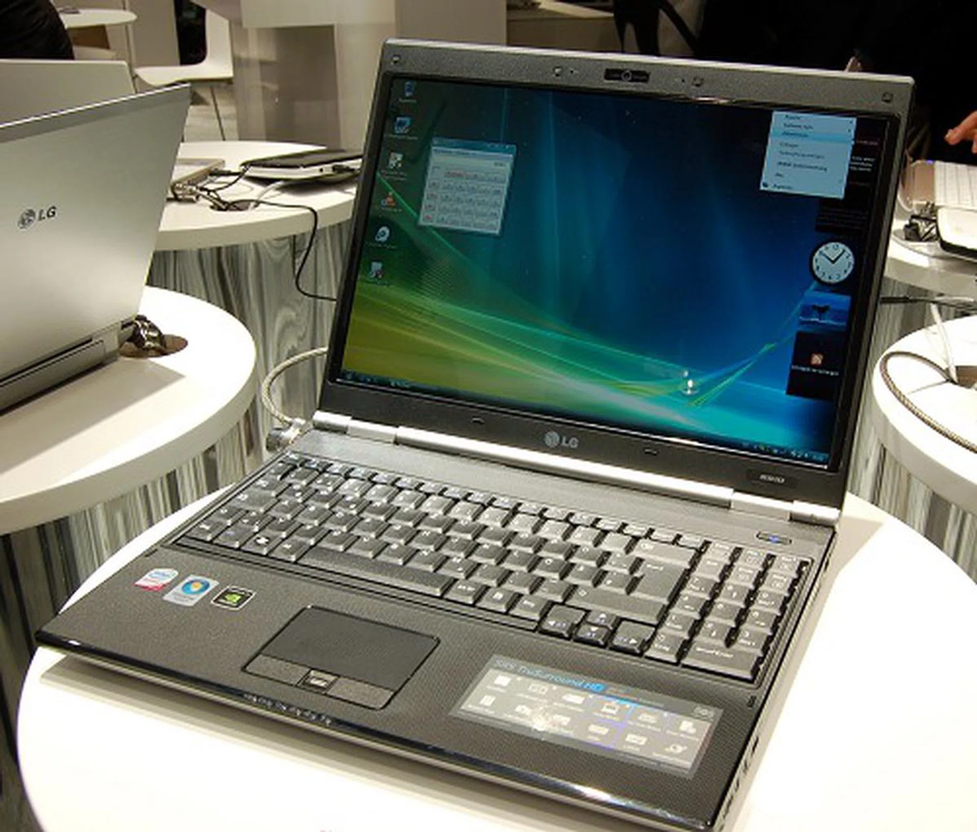  The LG S510 notebook is quite a beauty of a workhorse. Uses an Intel Centrino 2 platform, a 15.4-inch LED-backlit non-glare LCD (WXGA+), 250GB HDD, SATA DVD Super Multi dual-layer writer, 2MP webcam, fingerprint scanner and TPM module. A GeForce 9300 or 9600 mobile GPU is optional as well.  