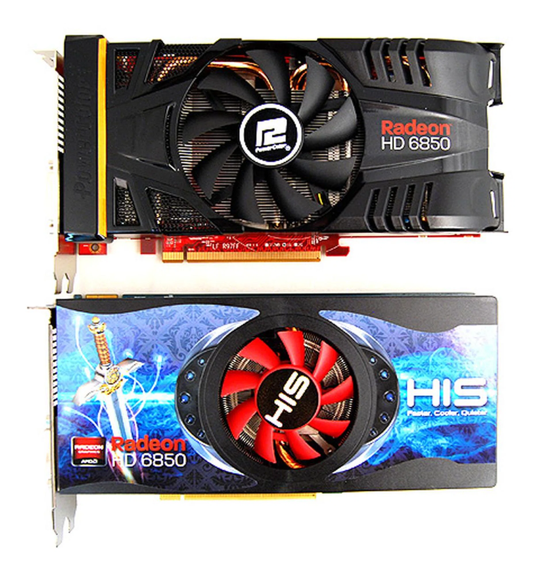 Under the cooler cover of the PowerColor PCS+ HD 6850 are three heat pipes that draw heat away from the GPU core.