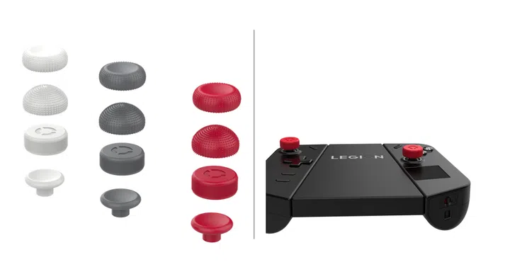 The new caps have extra grippy textured material to enhance comfort and control when gaming. Image: Lenovo