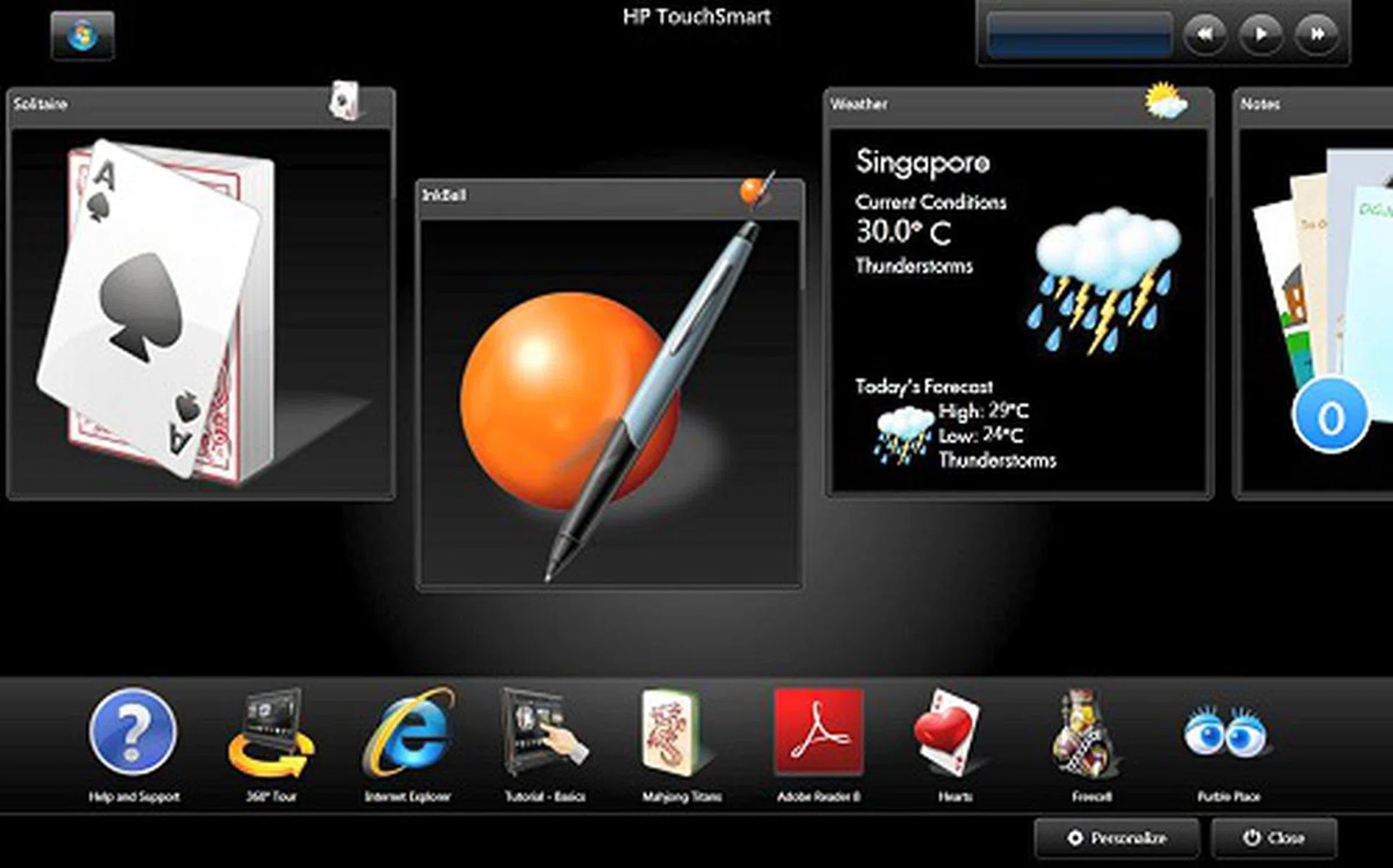 The HP TouchSmart UI that's been designed specially for the TouchSmart IQ500 PC series.