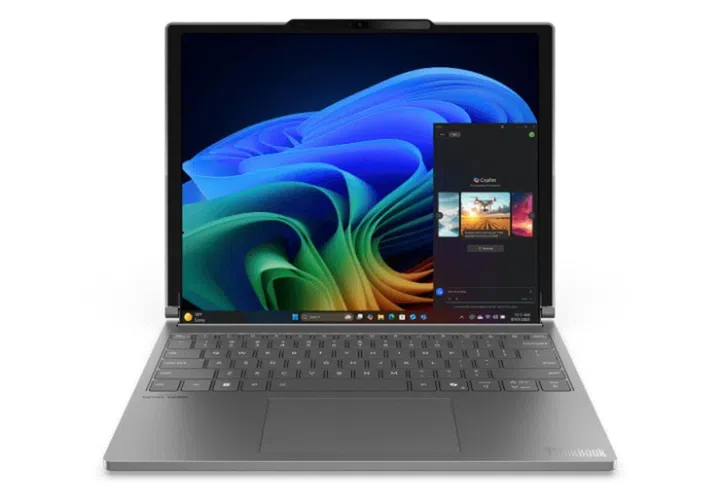 Concept render of the upcoming 6th-generation Lenovo ThinkBook Plus notebook. Photo: @evleaks