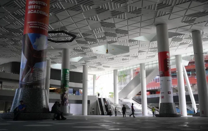 The Punggol Digital District's main atrium. Photo: The Straits Times.