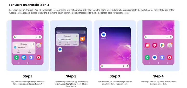 Samsung Messages end of service