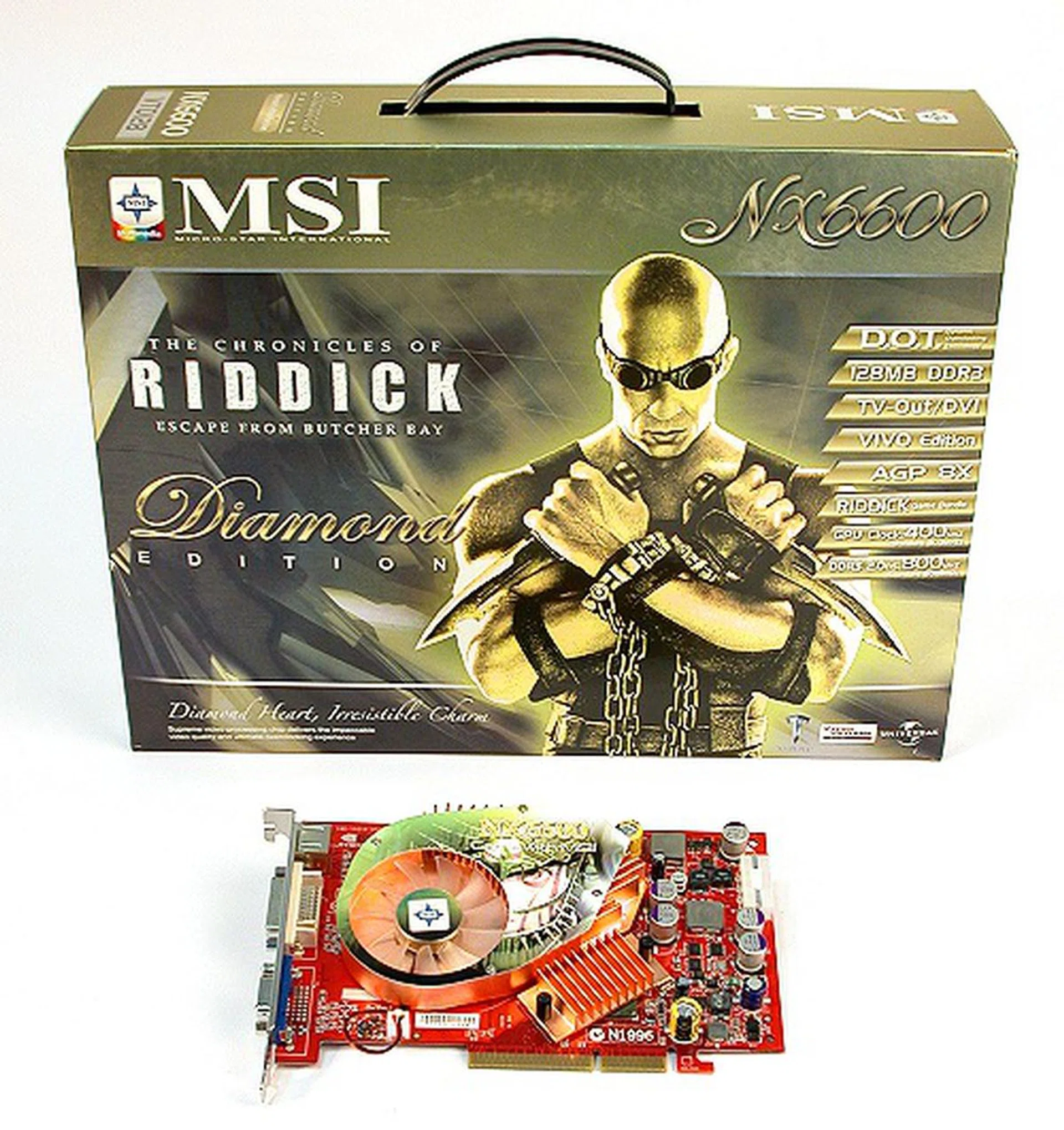 The box package of the MSI NX6600-VTD128 Diamond graphics card (AGP8x).