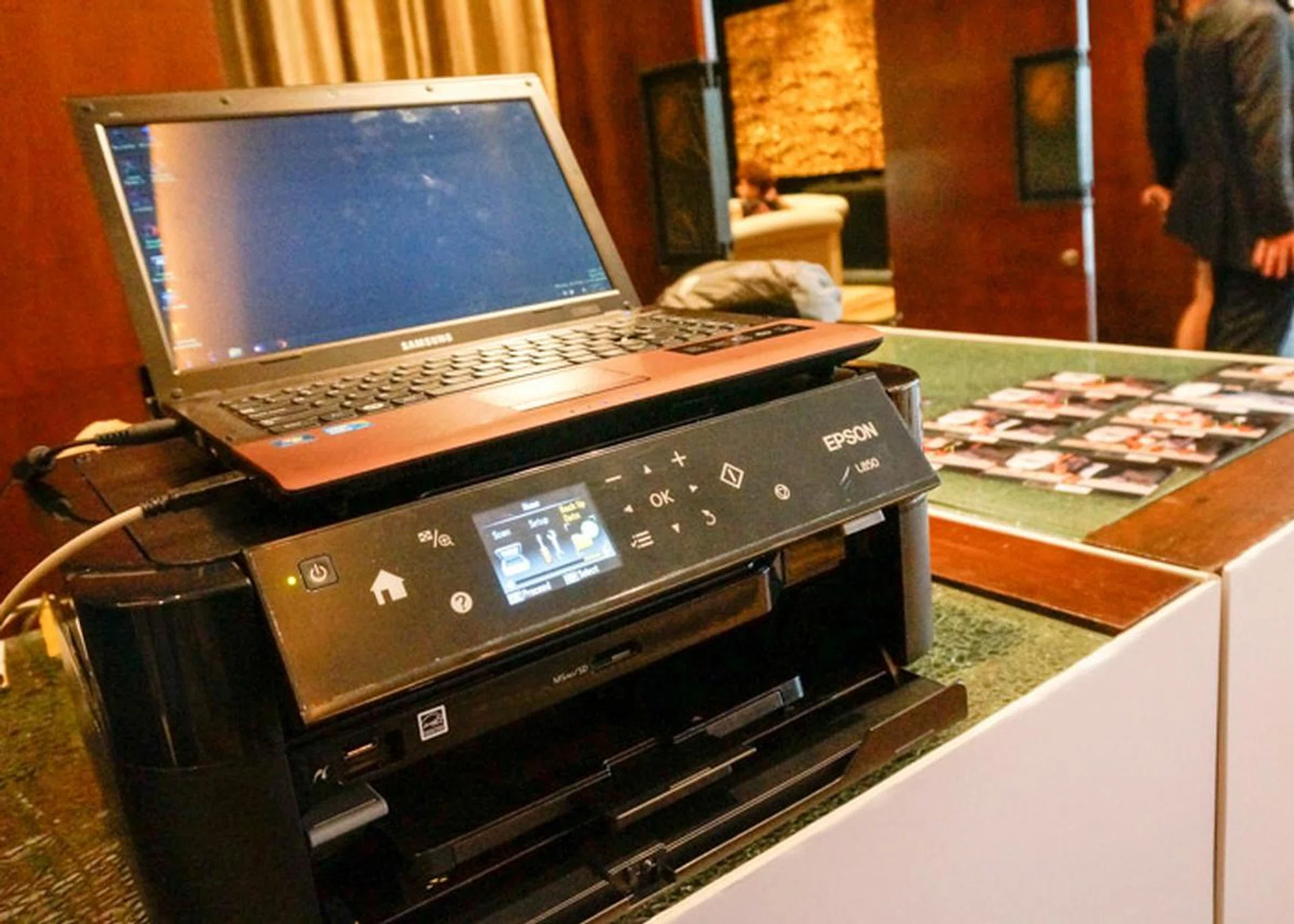 An Epson L850 was situated right next to the photo wall so visitors could get prints of themselves.