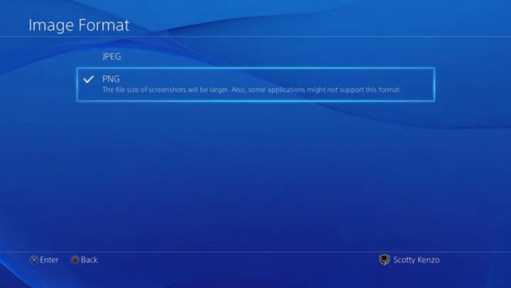 You can find the option by holding the 'Share' button on the PS4 controller, then going into Share Settings, Screenshot Settings and finally, Image Format.