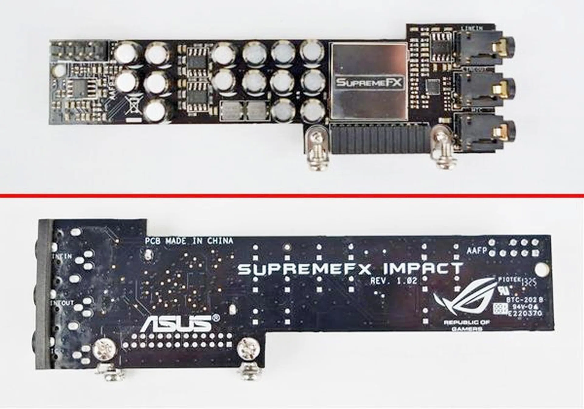 The SupremeFX Impact sound card features four Texas Instruments LM4562 op-amps, and a SupremeFX audio chip that is shielded from electronic magnetic interference (EMI).