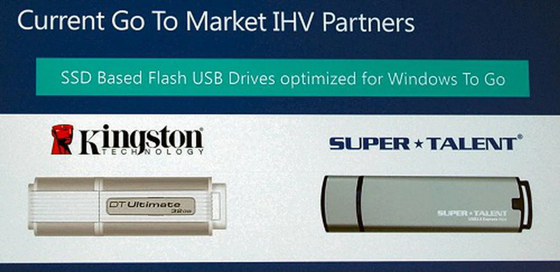 For the launch of Windows 8, Microsoft has partnered with both Kingston and Super Talent to seed the market with appropriate Windows To Go compliant drives. 