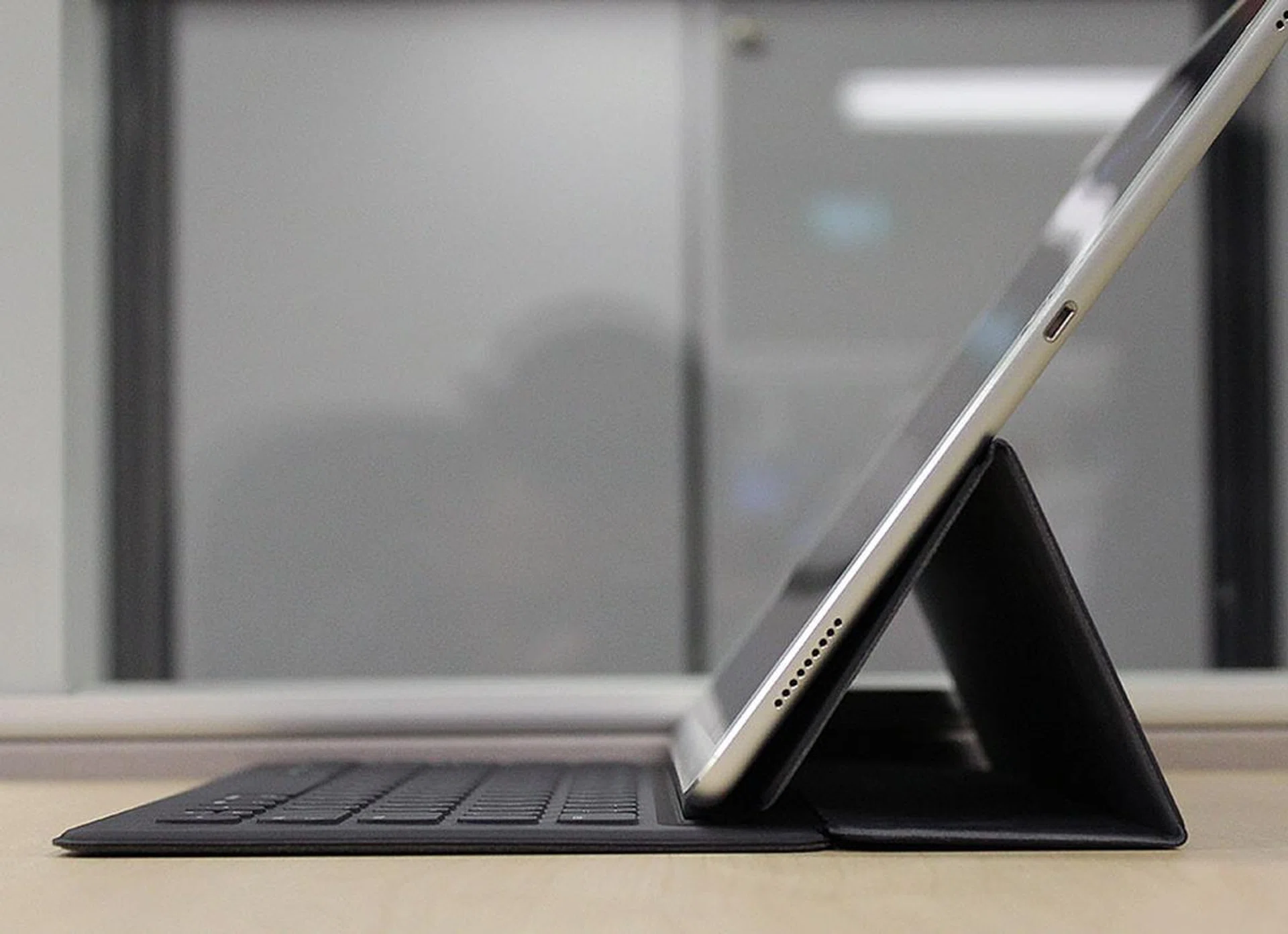 The Smart Keyboard also props the iPad Pro up, but only at a fixed angle.