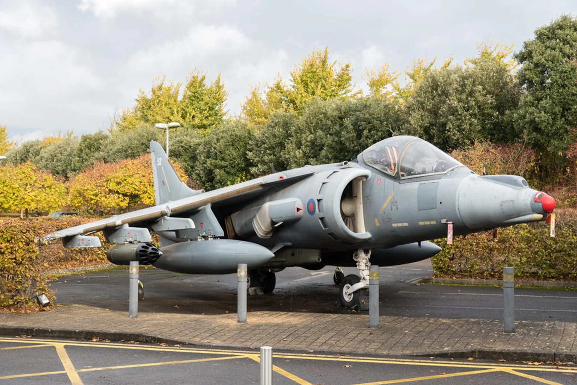 The first thing you see when you arrive at the main lobby is a British-designed Harrier jump jet.