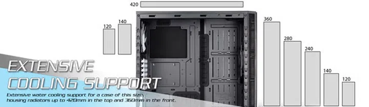 The Define S can accommodate a wide range of radiator sizes. (Image Source: Fractal Design)