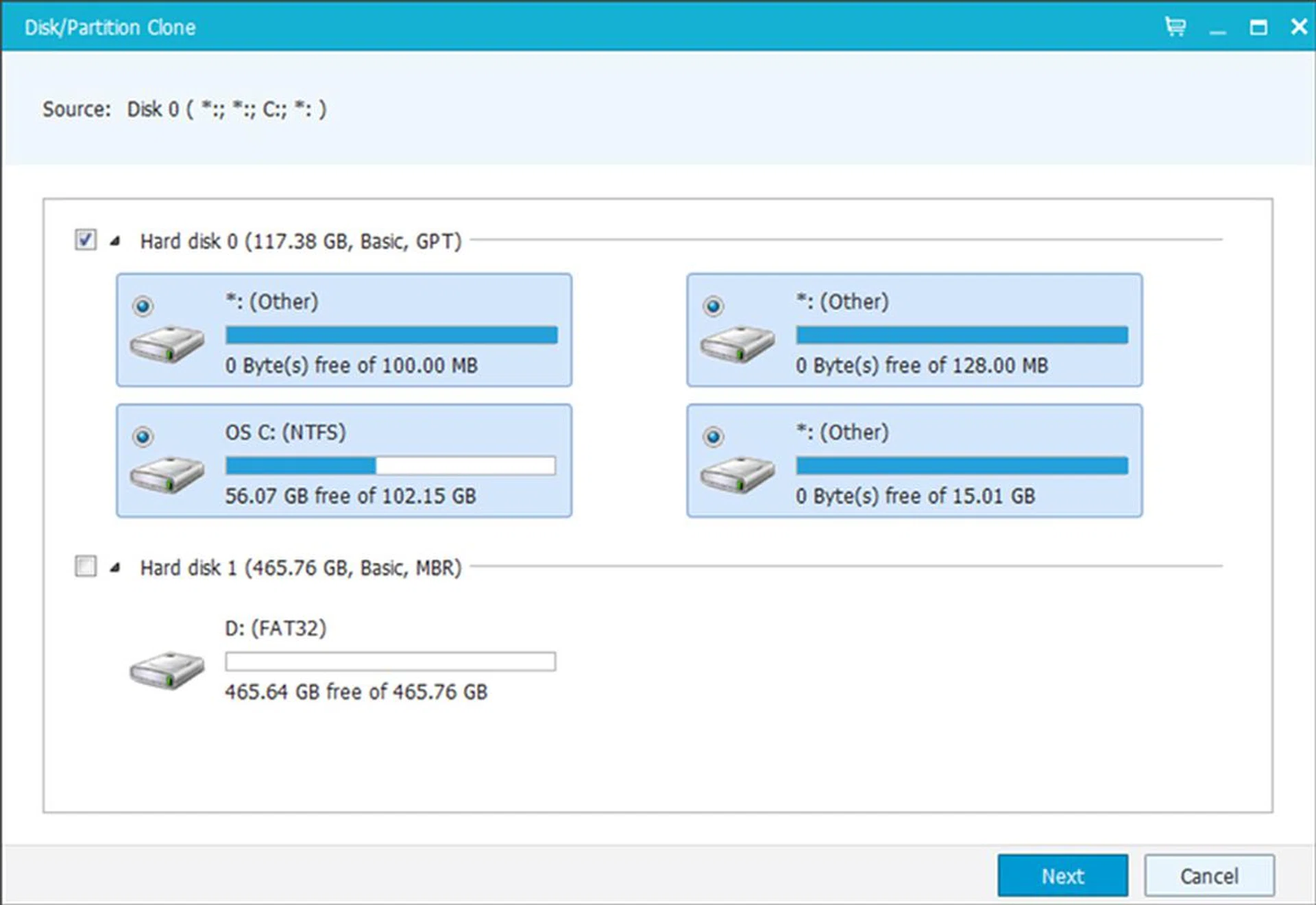 Select the drive you want to clone.