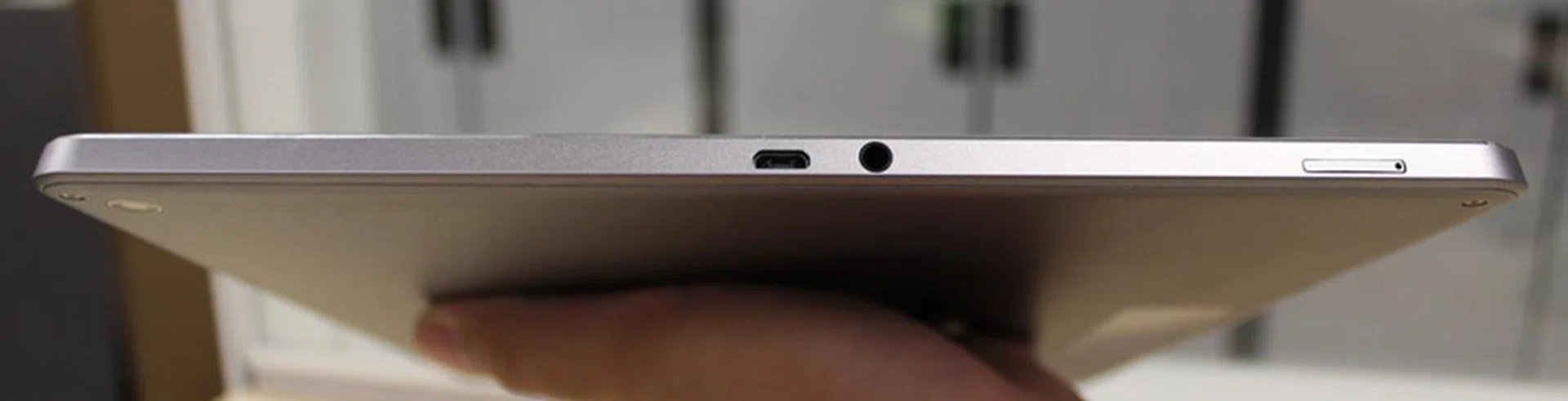 The micro-USB 2.0 port, the audio jack and the microSD card slot are all on left side of the tablet.