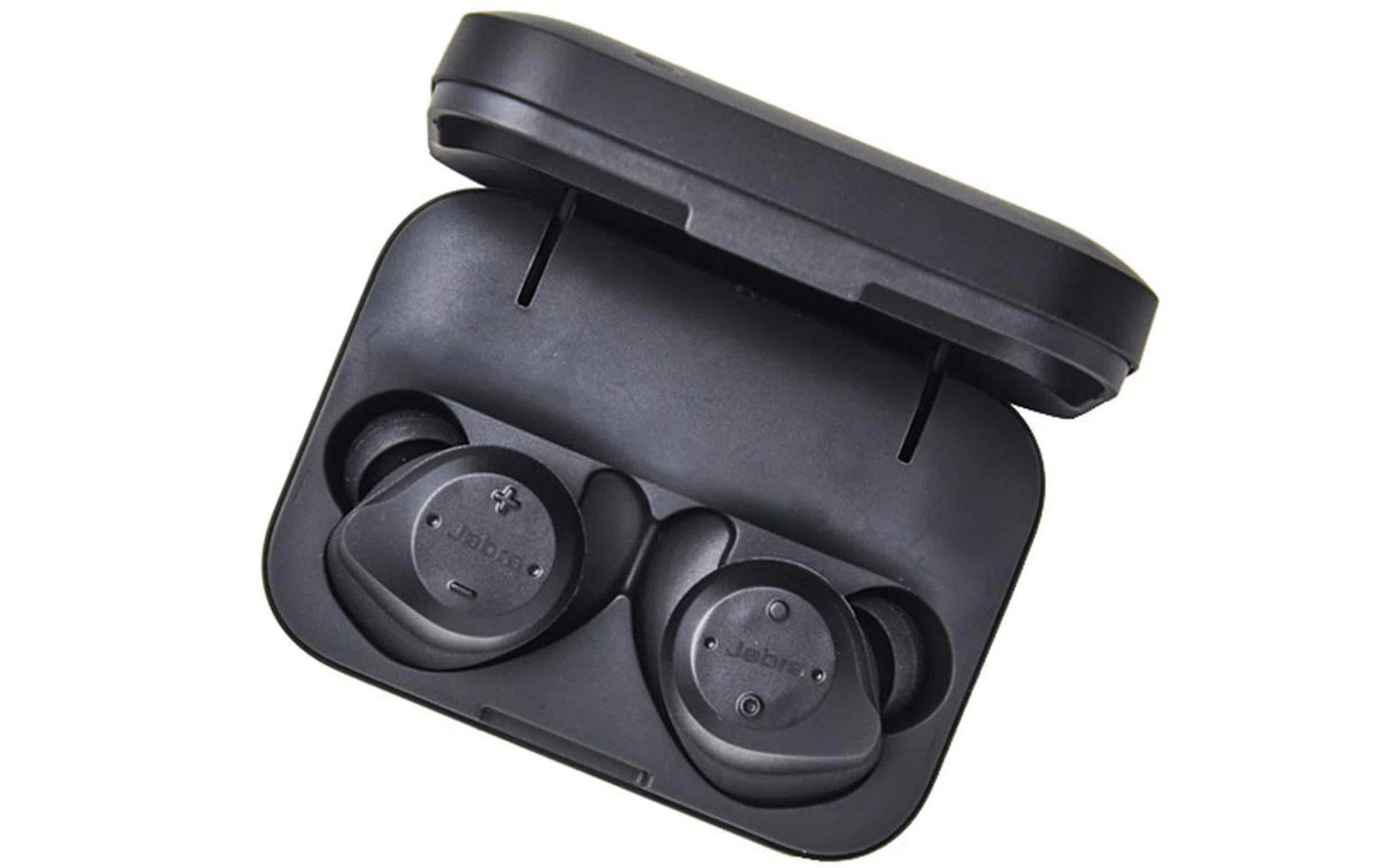 The Jabra Sport's case charges the headphones when you put them in.