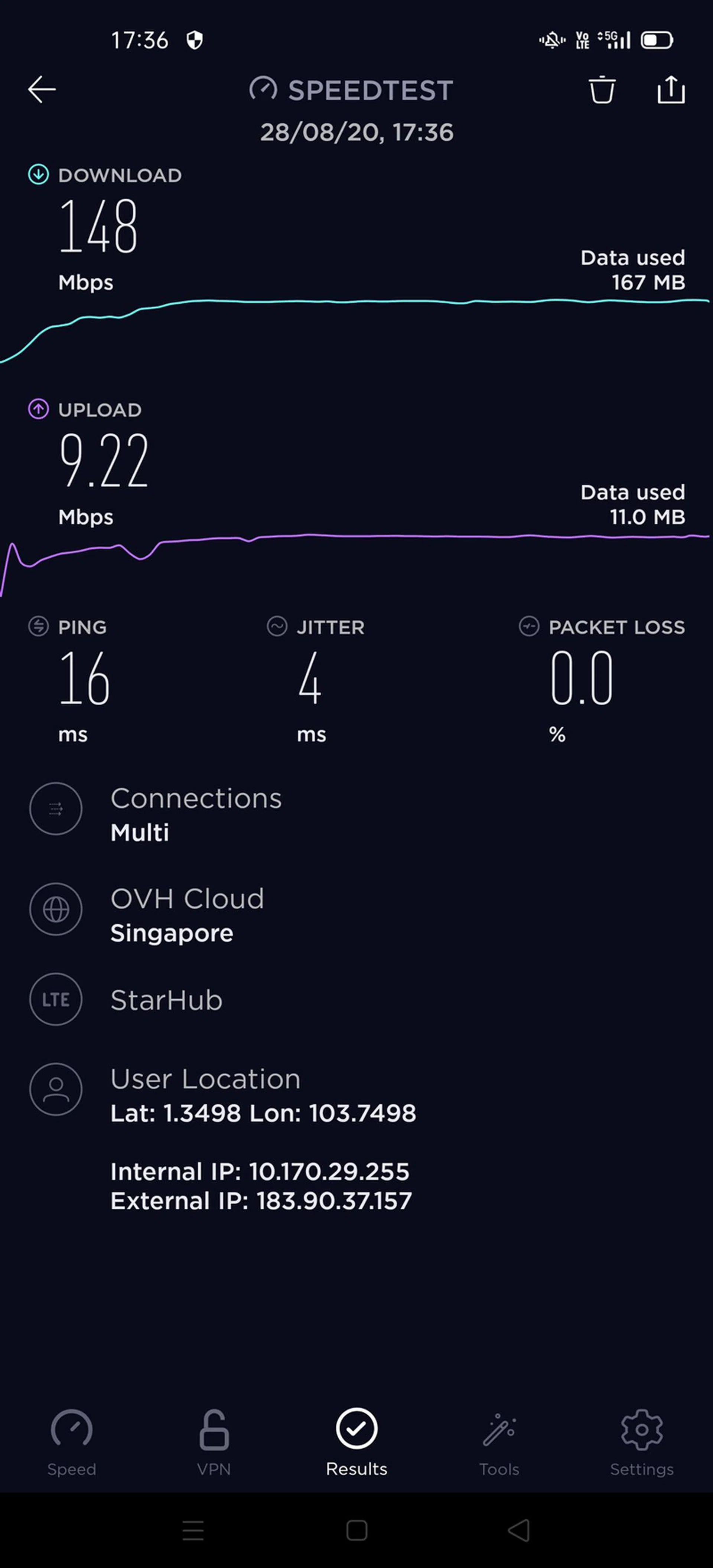 StarHub 5G trial network, Test 2.