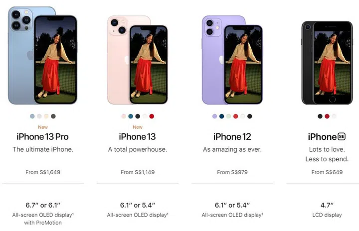 This is the new iPhone lineup available for purchase.