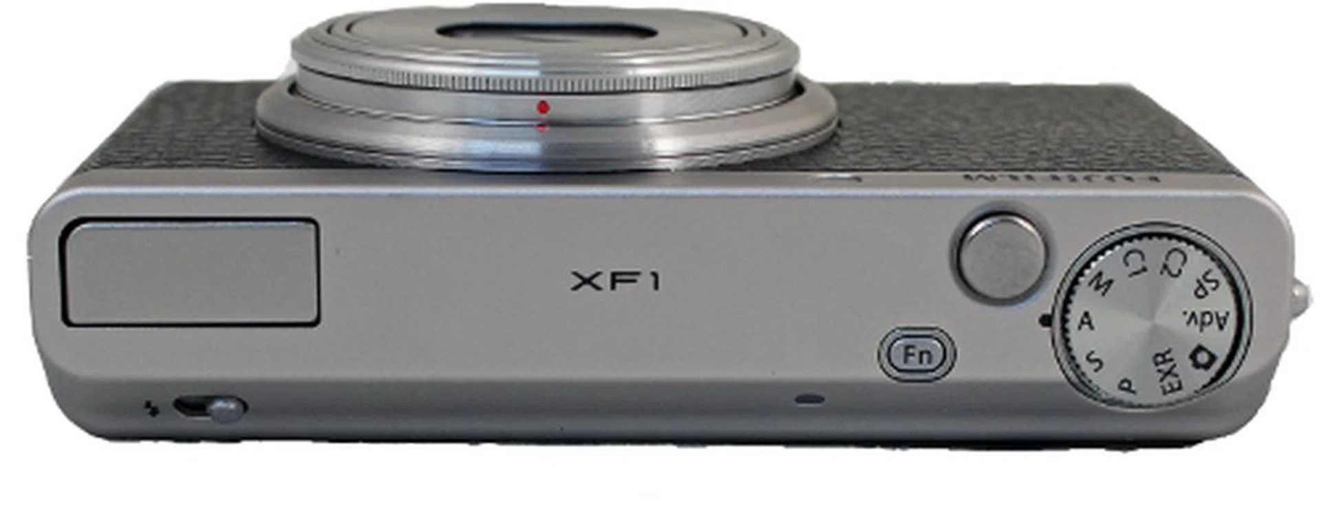 The XF1 has a very clean look and the top of the camera sports just one mode dial in addition to the pop-up flash and the small Fn button, which is set by default to adjust ISO settings.