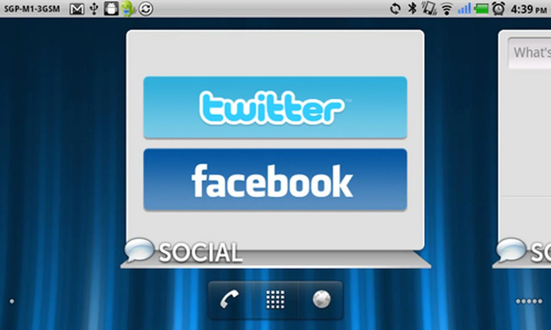 You can choose to have Twitter or Facebook on your social widget...